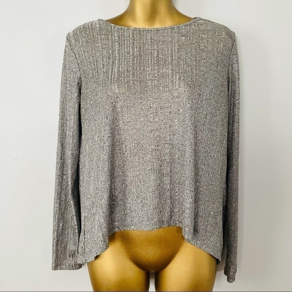 Zara silver sexy slinky long sleeve top size small - Picture 1 of 3